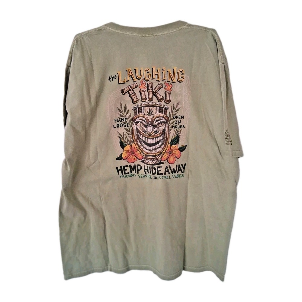 Crazy Shirts Hawaii Men's Size XL " Laughing Tiki" ‎ Brown Hemp Dyed T-Shirt Y2K